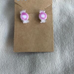 Pink and White Stud Earrings